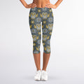 Owl Knitted Pattern Print Women's Capri Leggings