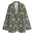 Owl Knitted Pattern Print Women's Cotton Blazer