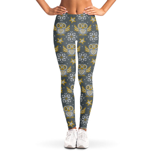 Owl Knitted Pattern Print Women's Leggings