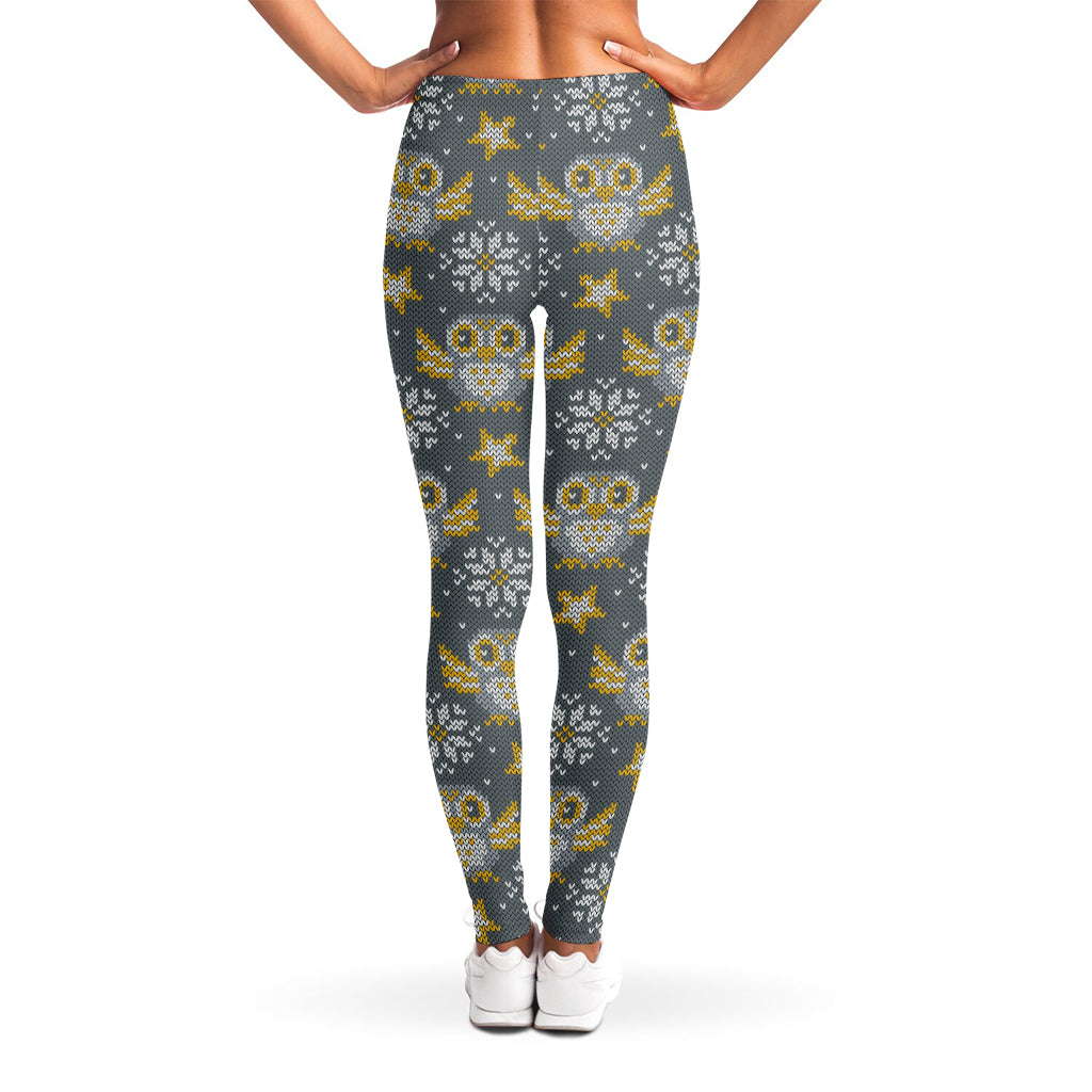 Owl Knitted Pattern Print Women's Leggings
