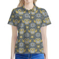 Owl Knitted Pattern Print Women's Polo Shirt