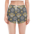 Owl Knitted Pattern Print Women's Split Running Shorts
