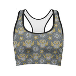 Owl Knitted Pattern Print Women's Sports Bra