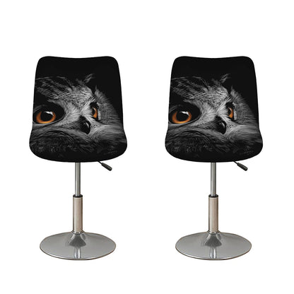 Owl Portrait Print Bar Stool Covers