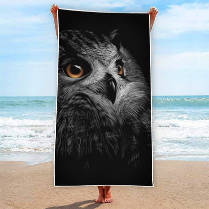 Owl Portrait Print Beach Towel