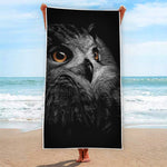 Owl Portrait Print Beach Towel