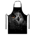 Owl Portrait Print Bib Apron With Pocket