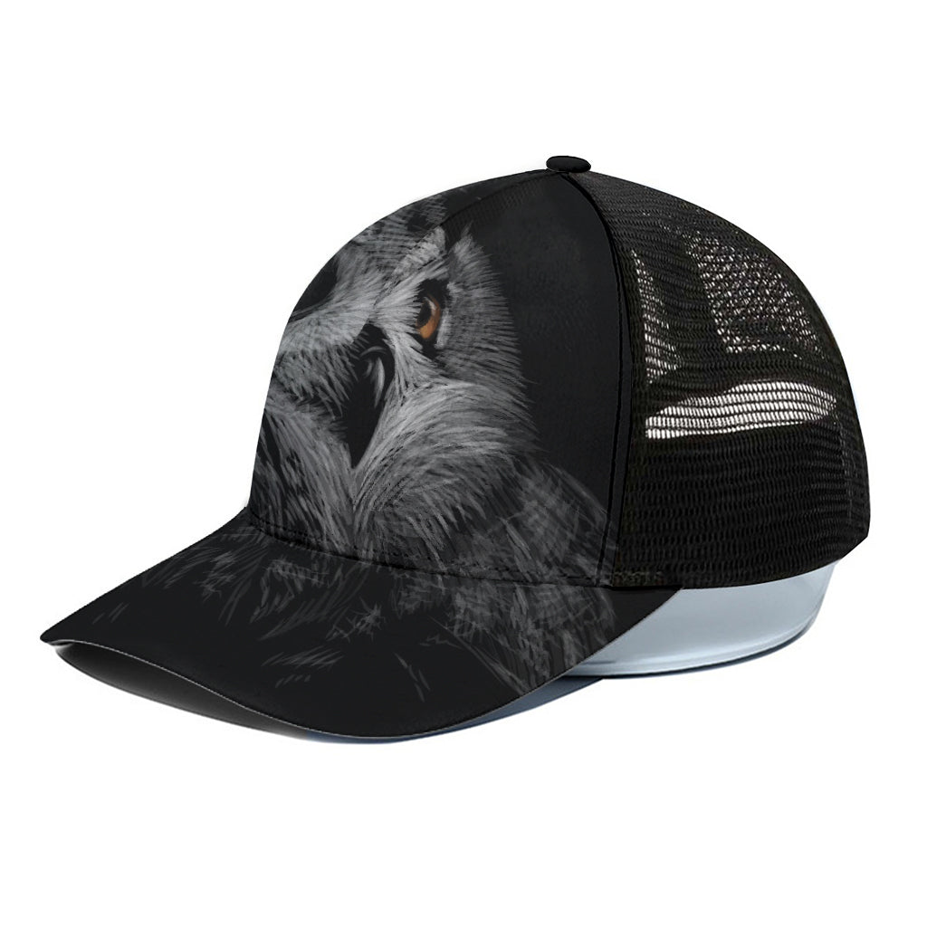 Owl Portrait Print Black Mesh Trucker Cap