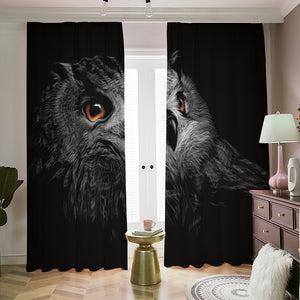 Owl Portrait Print Blackout Pencil Pleat Curtains