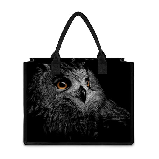 Owl Portrait Print Canvas Tote Bag