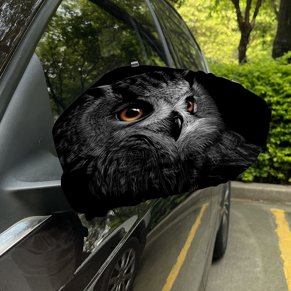Owl Portrait Print Car Side Mirror Covers