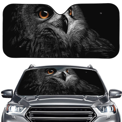Owl Portrait Print Car Windshield Sun Shade
