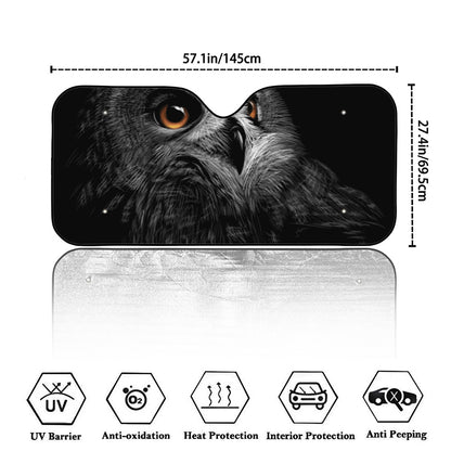 Owl Portrait Print Car Windshield Sun Shade