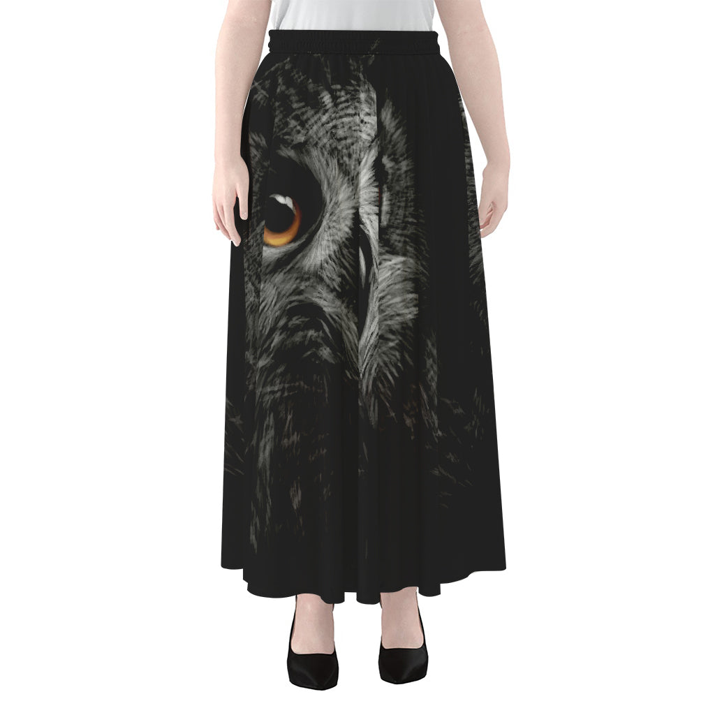 Owl Portrait Print Chiffon Maxi Skirt