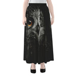Owl Portrait Print Chiffon Maxi Skirt