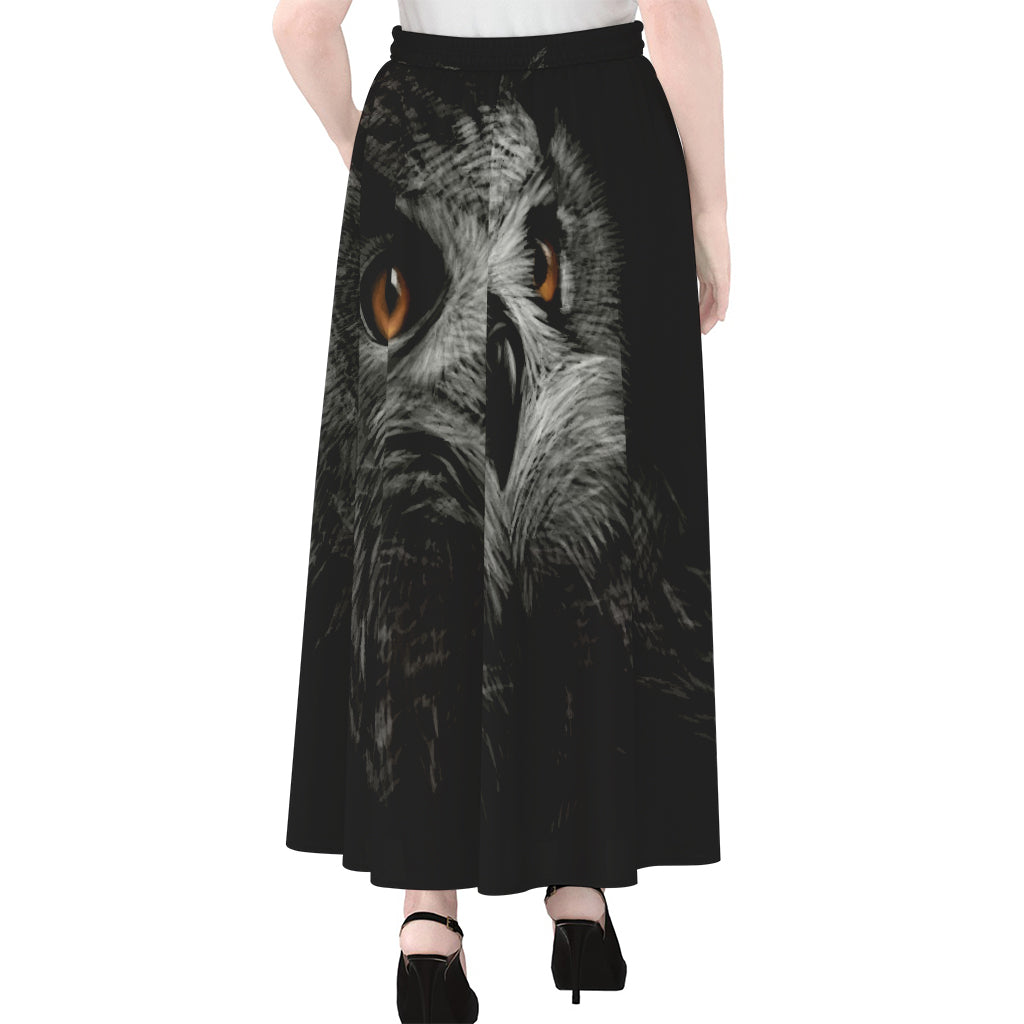 Owl Portrait Print Chiffon Maxi Skirt