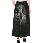 Owl Portrait Print Chiffon Maxi Skirt