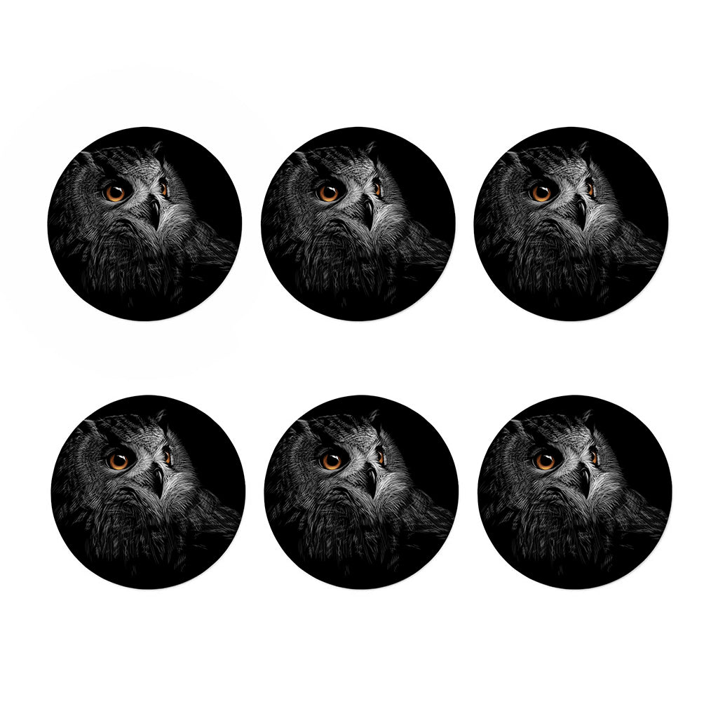 Owl Portrait Print Coaster Set
