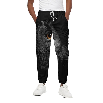 Owl Portrait Print Cotton Pants