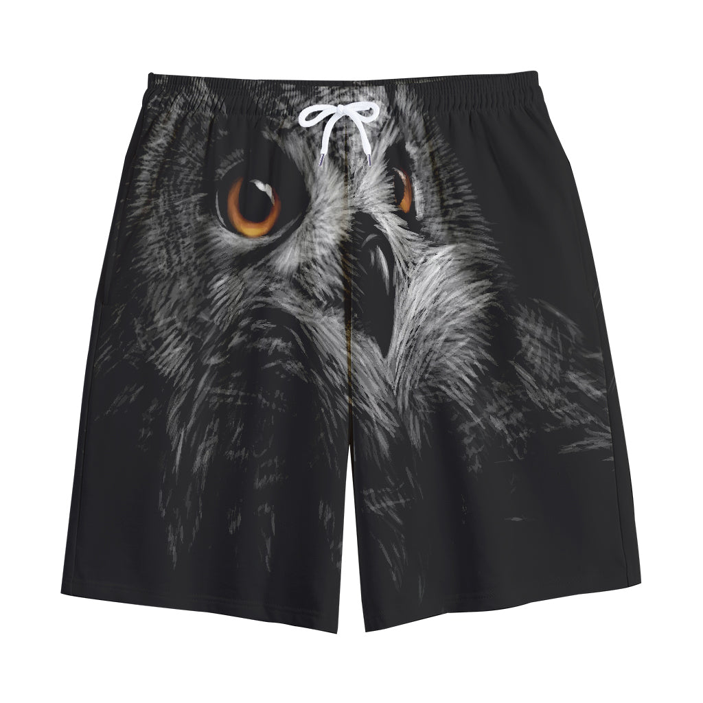 Owl Portrait Print Cotton Shorts