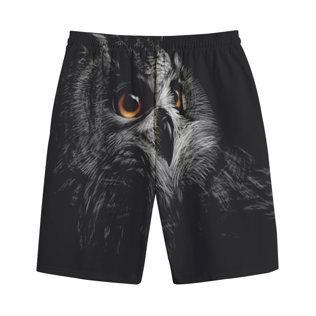 Owl Portrait Print Cotton Shorts