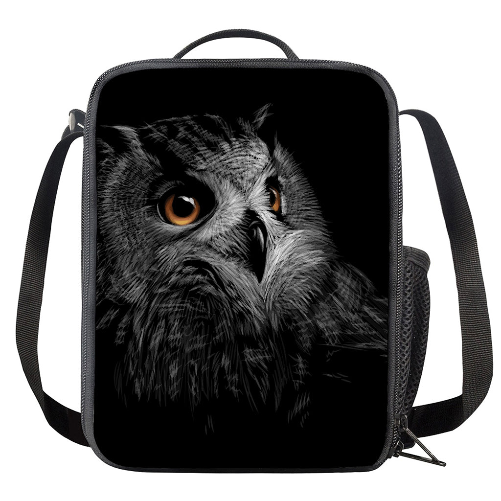 Owl Portrait Print Crossbody Lunch Bag