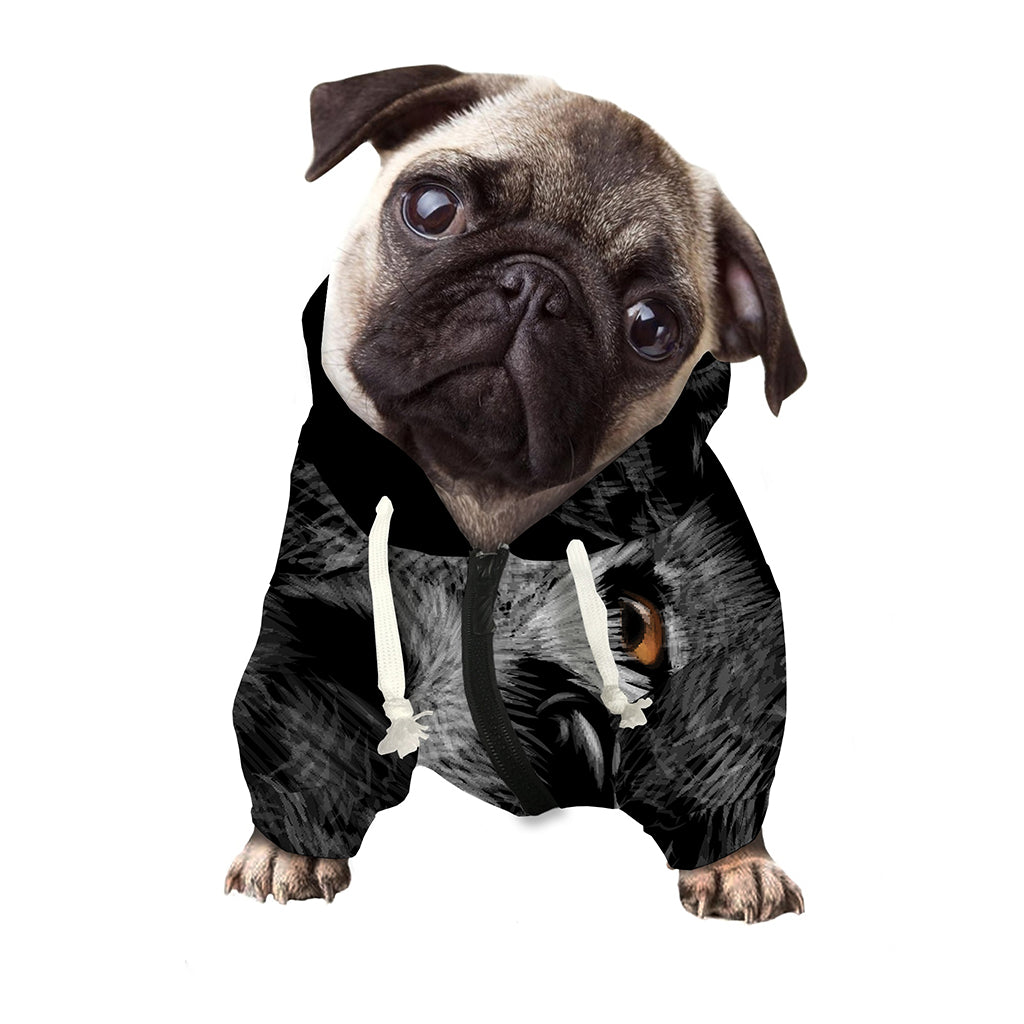Owl Portrait Print Dog Zip Up Hoodie