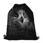 Owl Portrait Print Drawstring Bag