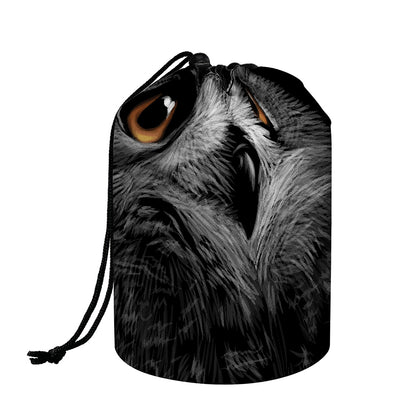 Owl Portrait Print Drawstring Makeup Bag