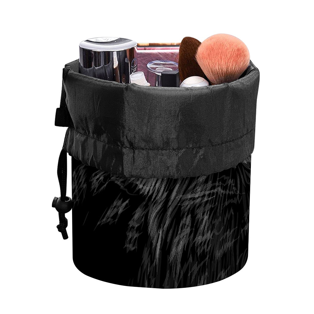 Owl Portrait Print Drawstring Makeup Bag