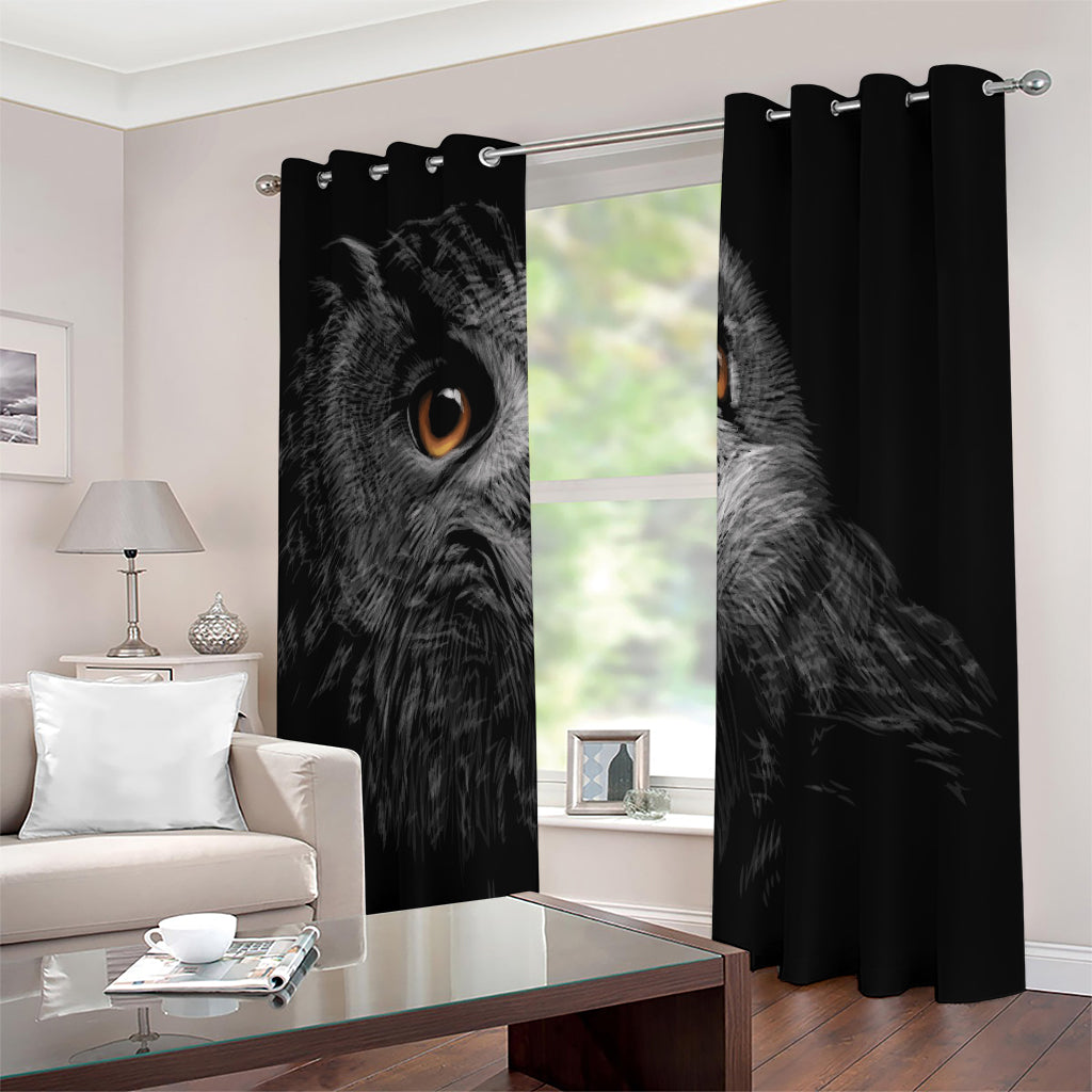 Owl Portrait Print Extra Wide Grommet Curtains