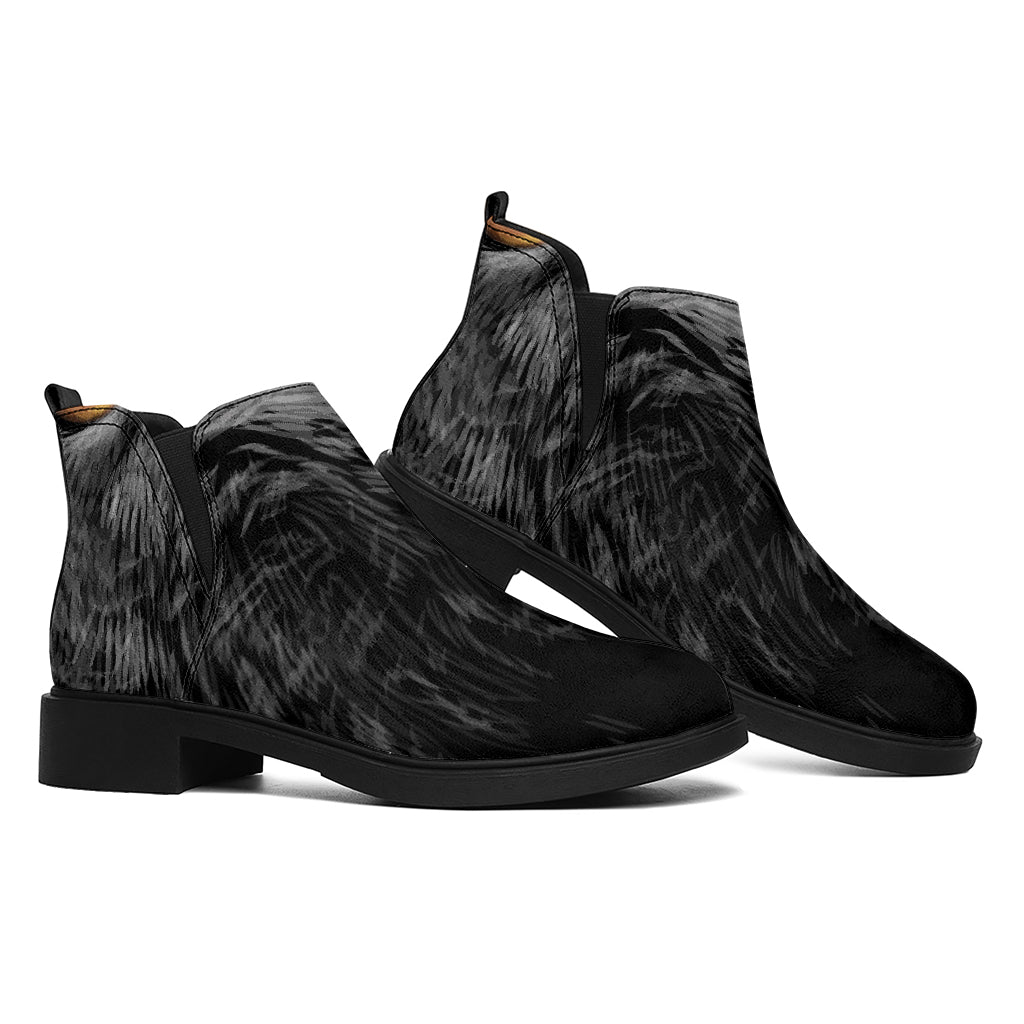 Owl Portrait Print Flat Ankle Boots