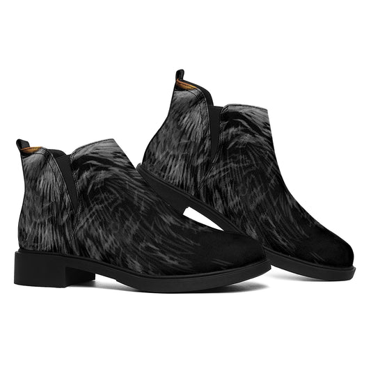 Owl Portrait Print Flat Ankle Boots