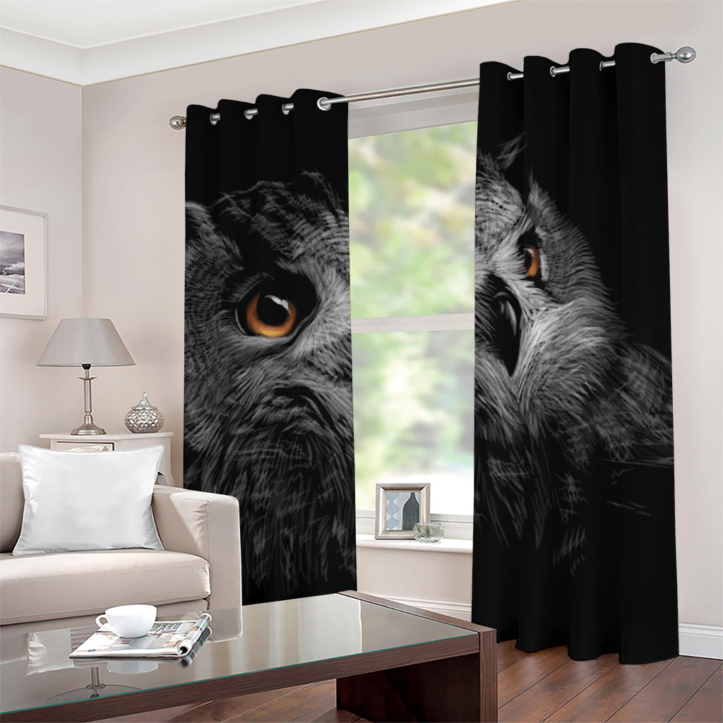 Owl Portrait Print Grommet Curtains