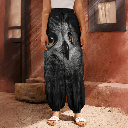 Owl Portrait Print Harem Pants