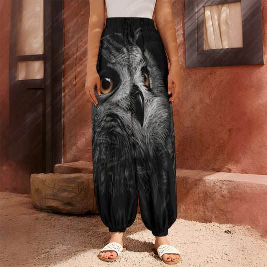 Owl Portrait Print Harem Pants