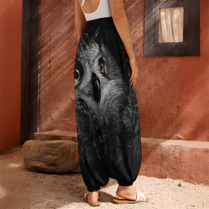 Owl Portrait Print Harem Pants