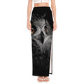 Owl Portrait Print High Slit Maxi Skirt