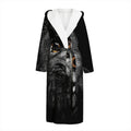 Owl Portrait Print Hooded Bathrobe