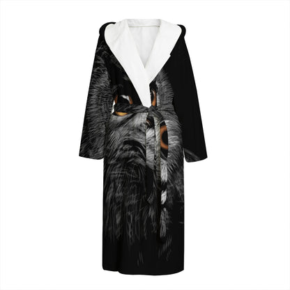 Owl Portrait Print Hooded Bathrobe