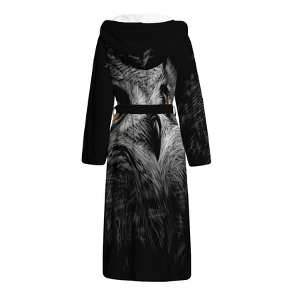 Owl Portrait Print Hooded Bathrobe