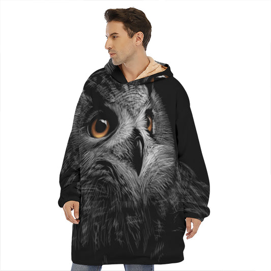 Owl Portrait Print Hoodie Blanket