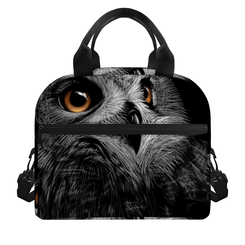 Owl Portrait Print Insulated Lunch Bag