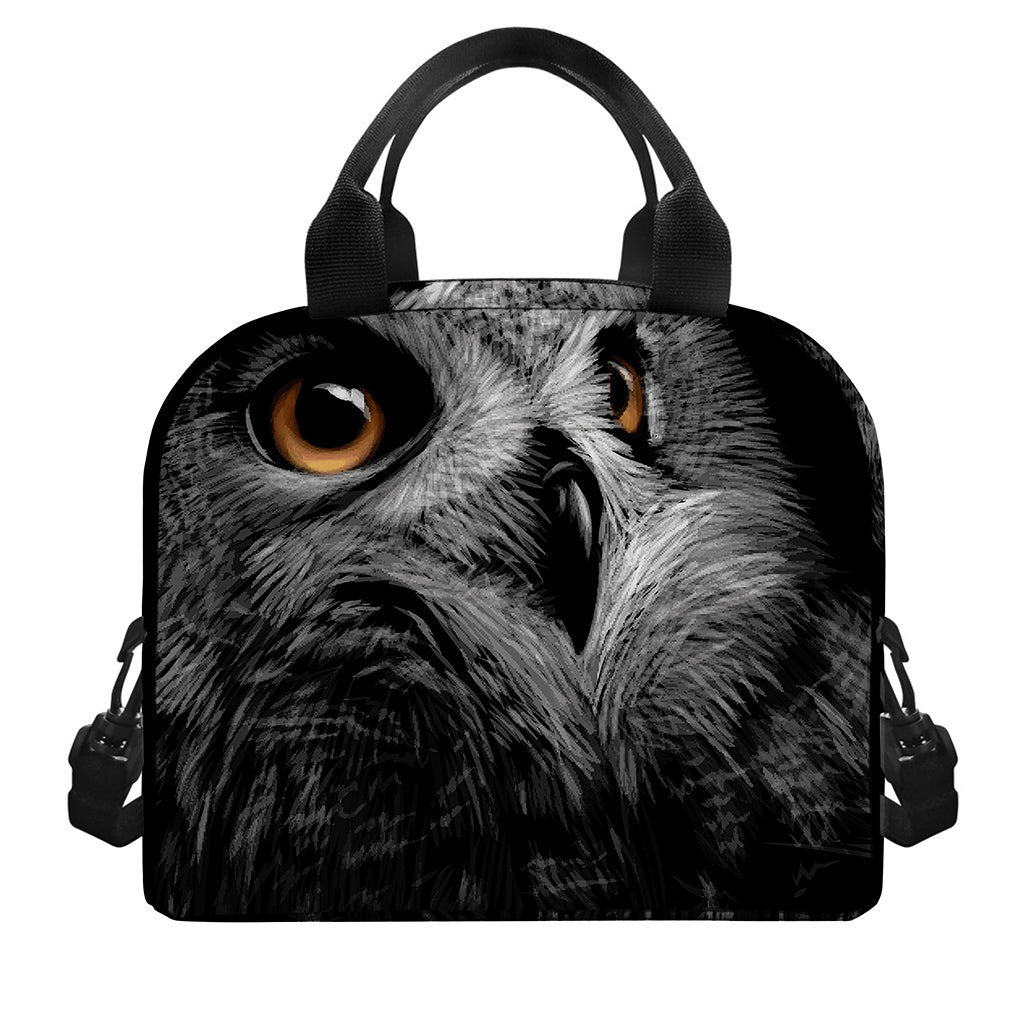 Owl Portrait Print Insulated Lunch Bag
