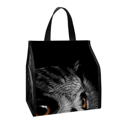 Owl Portrait Print Insulated Lunch Tote