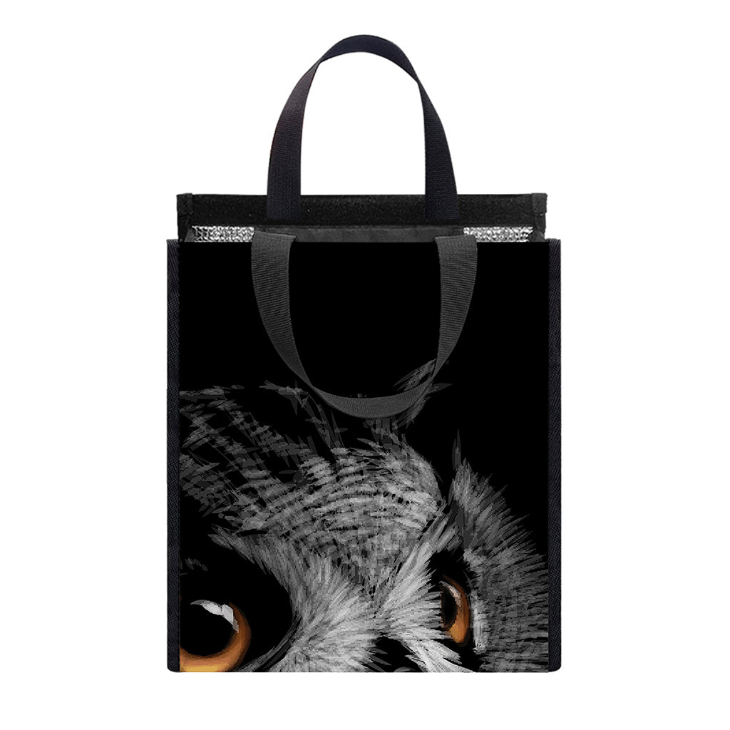 Owl Portrait Print Insulated Lunch Tote