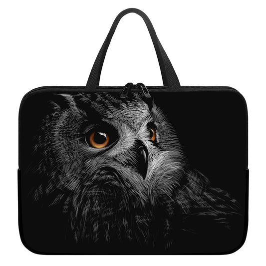 Owl Portrait Print Laptop Sleeve With Handle