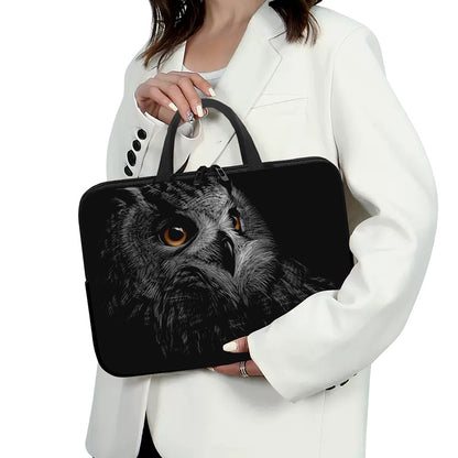 Owl Portrait Print Laptop Sleeve With Handle