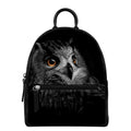Owl Portrait Print Leather Backpack