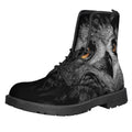 Owl Portrait Print Lace-Up Boots